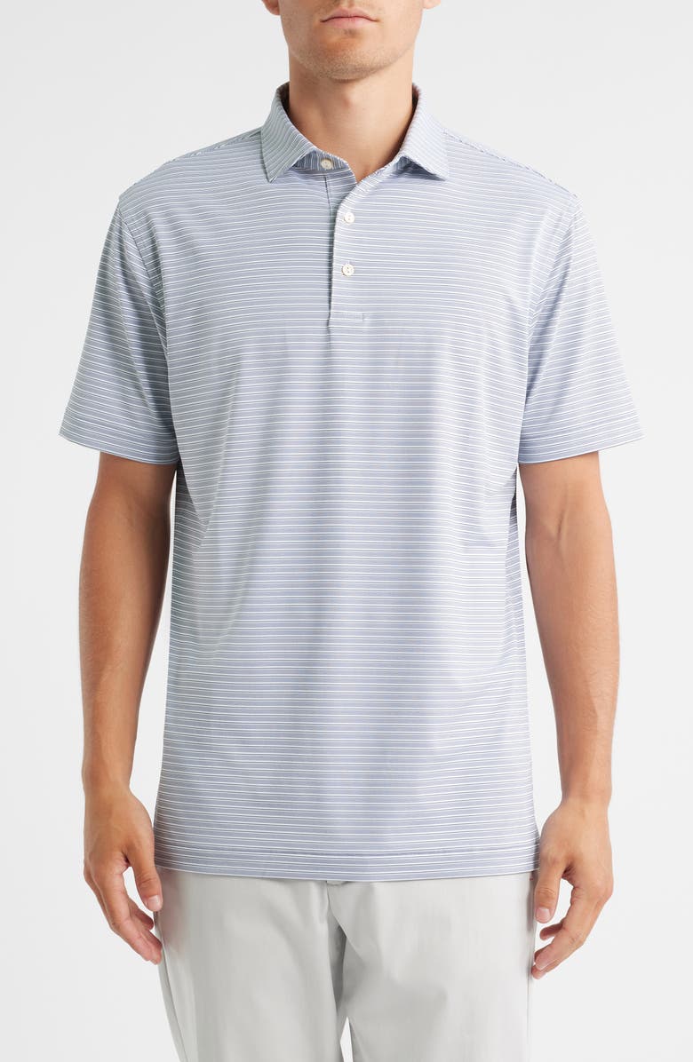 Peter Millar Daven Stripe Performance Jersey Polo, Main, color, White / Navy