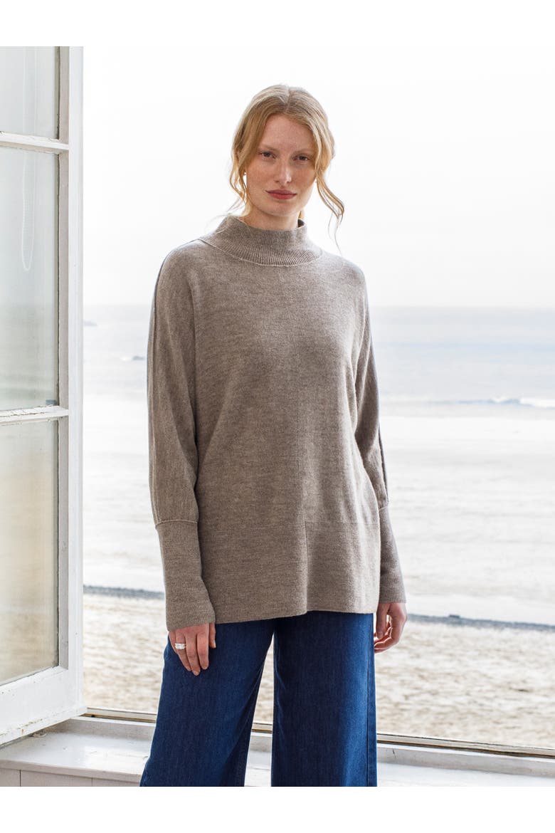 Drape Funnel Neck Sweater, Alternate, color, UNDYED BISCUIT