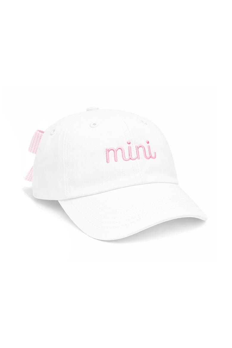 Mini Bow Baseball Hat, Main, color, White/Pink