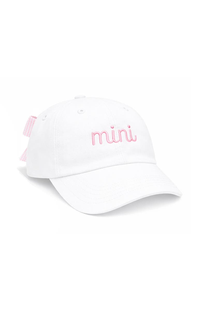 Bits & Bows Mini Bow Baseball Hat, Main, color, White/Pink