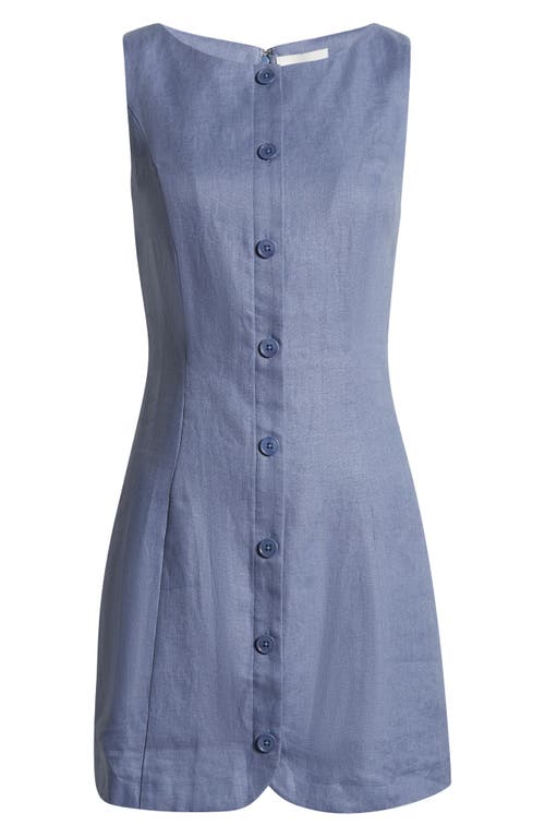 Shop Reformation Zarae Linen Minidress In Cornflower