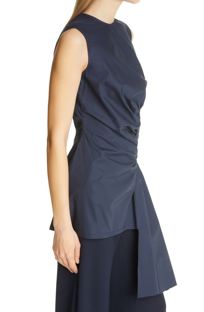 Lela Rose Asymmetrical Ruched Poplin Top, Alternate, color,