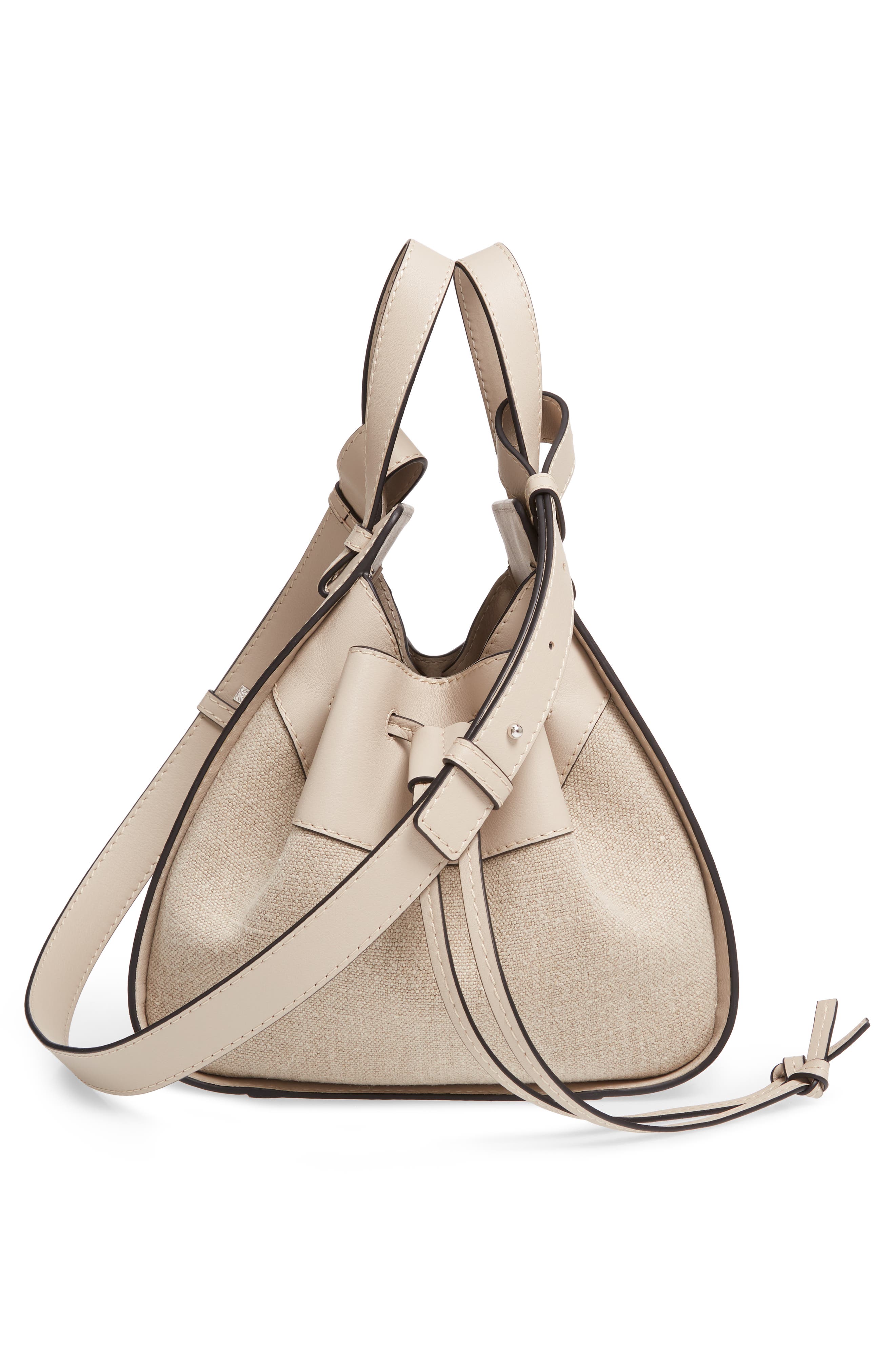 Loewe Small Hammock Leather & Linen Hobo, Alternate, color, 