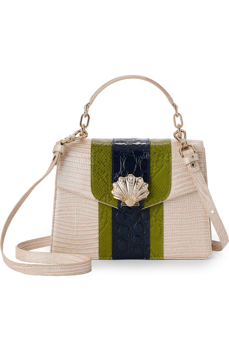 Brahmin Small Hallie Embossed Leather Satchel, Alternate, color,