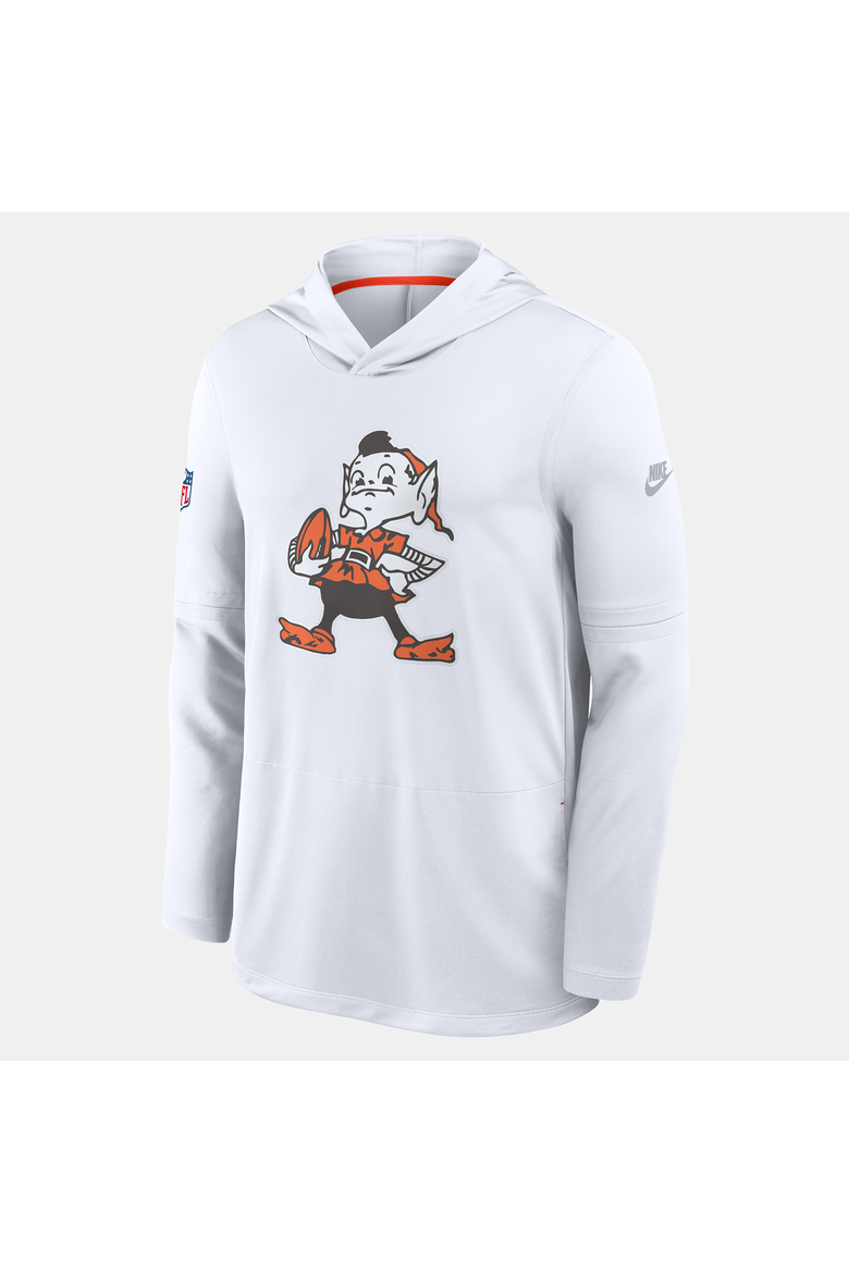 Men's Nike White Cleveland Browns Sideline Alternate Lightweight Long Sleeve Hooded Dri-FIT T-Shirt, Alternate, color, White