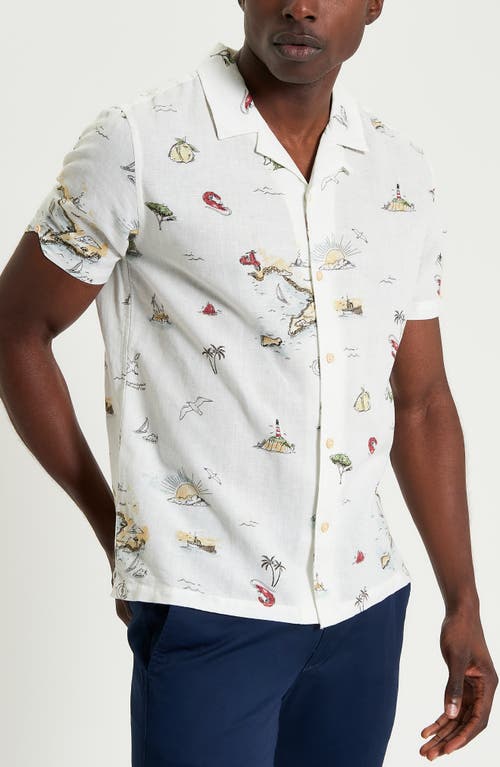 Ben Sherman Brighton To Amalfi Cotton & Linen Camp Shirt In Snow White