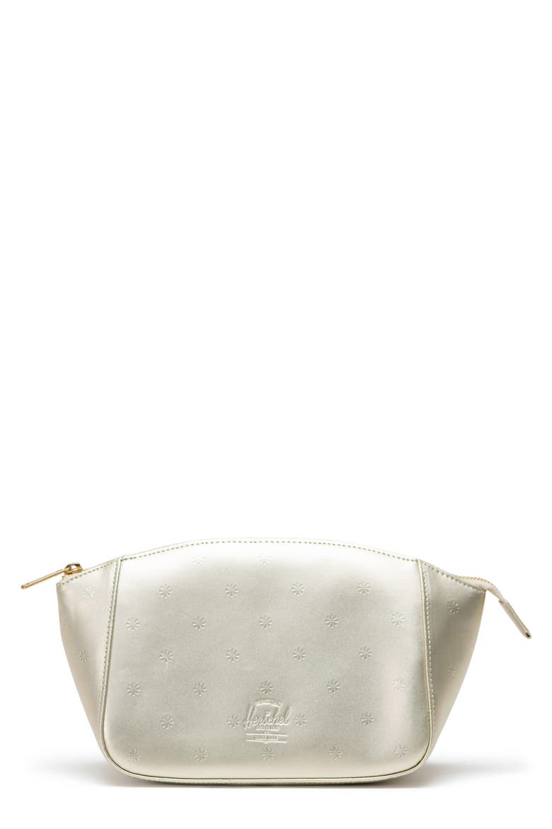 Milan Toiletry Bag, Main, color, CHAMPAGNE METALLICFLORALDEBOSS