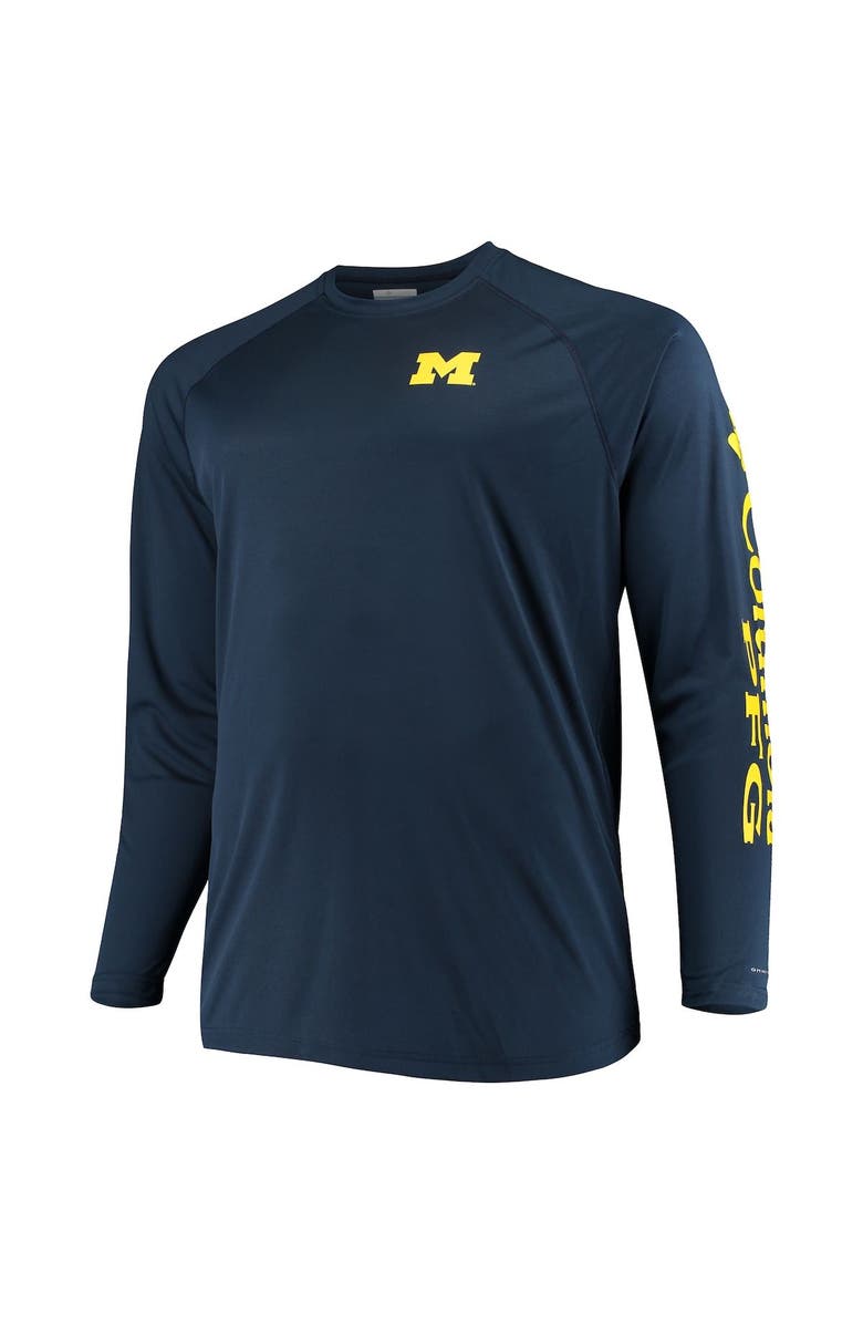 Columbia Men's Columbia Navy Michigan Wolverines Big & Tall Terminal Tackle Long Sleeve Omni-Shade T-Shirt, Alternate, color, Navy