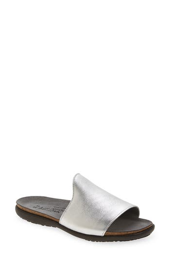 Naot Skylar Slide Sandal In Soft Silver Leather