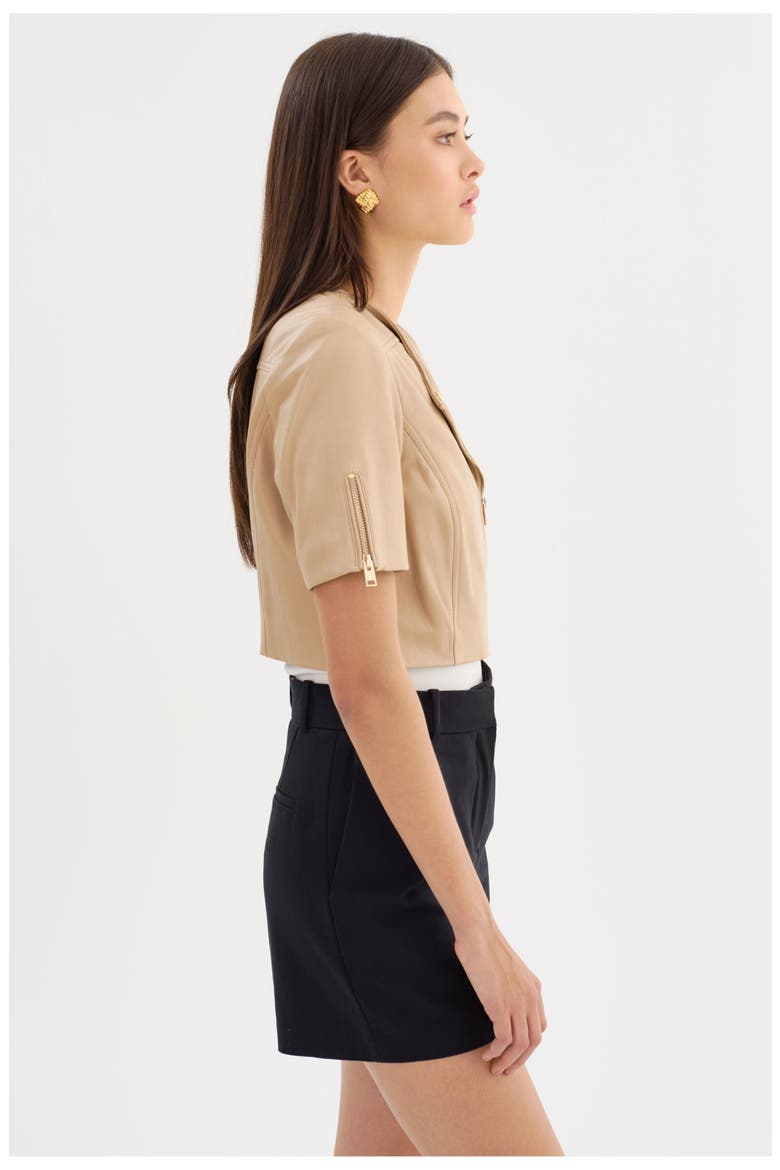 Kirsi | Cropped Biker Jacket, Alternate, color, Wheat