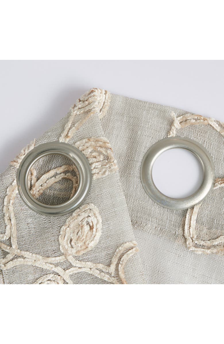 DAINTY HOME Set of 2 Embroidered Sheer Curtain Panels, Alternate, color, Linen