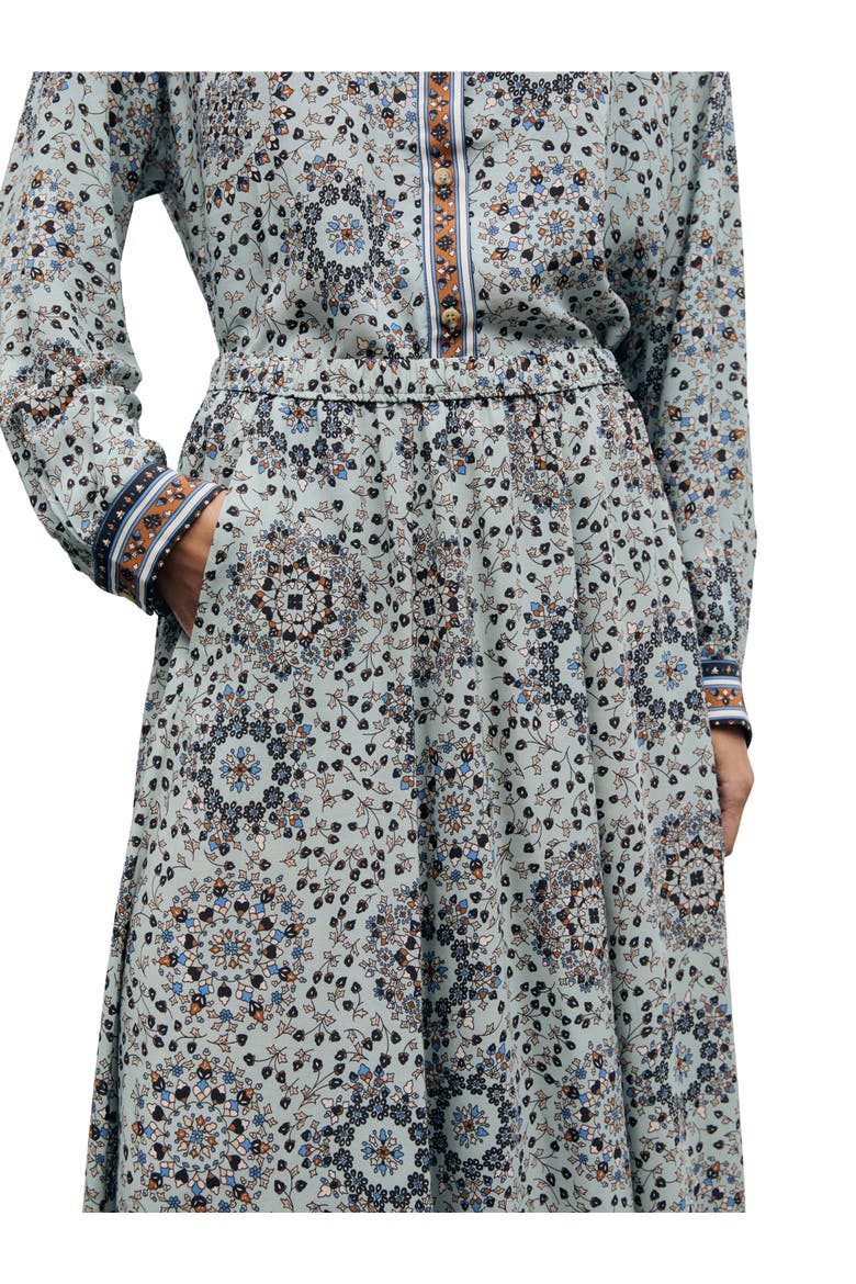 Printed Midi Skirt Border Hem, Alternate, color, Sky Blue