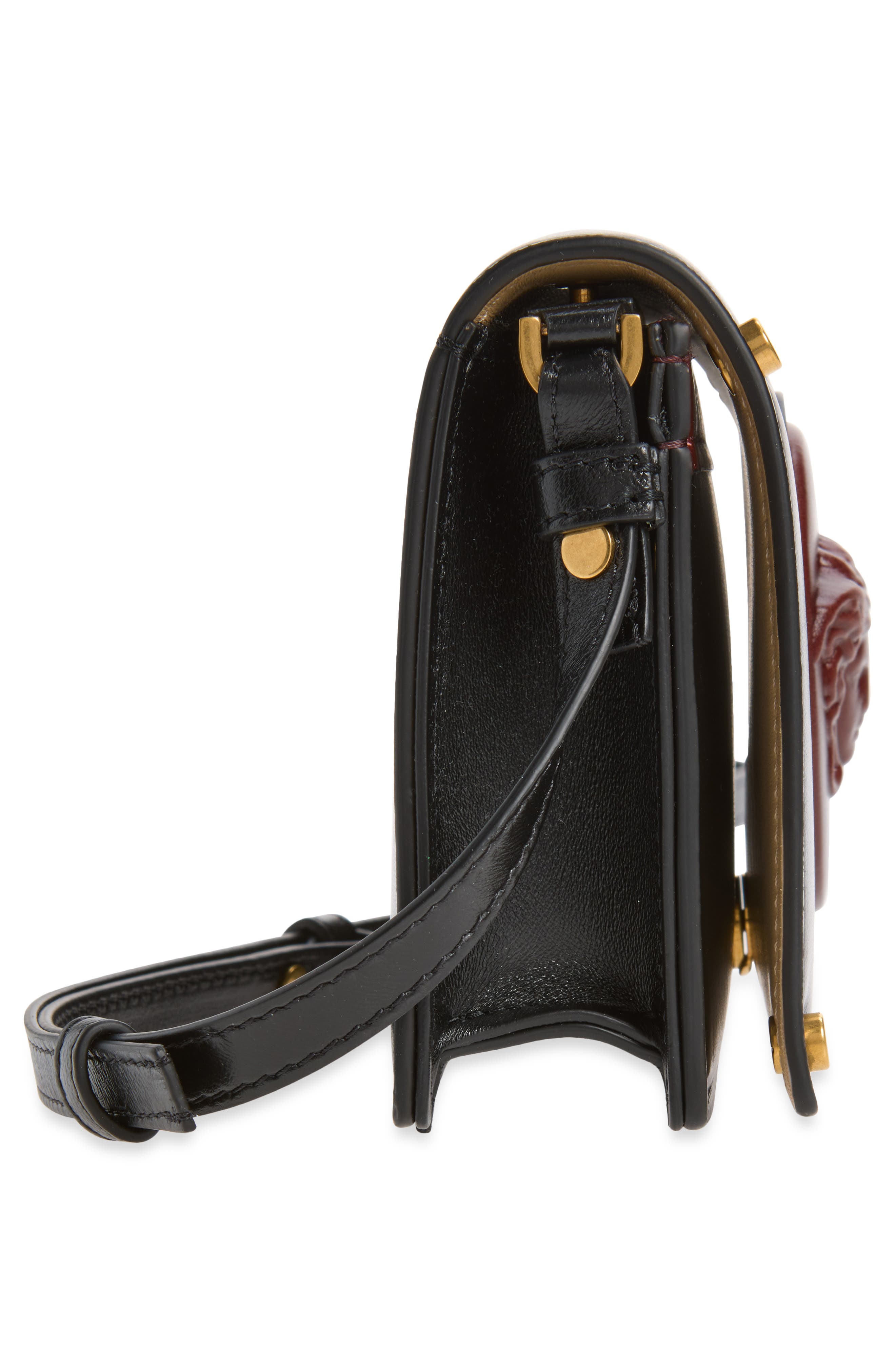 Leather Crossbody Bag, Alternate, color, BLACK ROSEWOOD GOLD