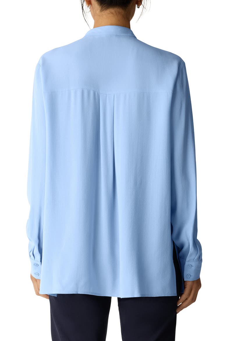 Band Collar Silk Button-Up Shirt, Alternate, color, SKYLIGHT