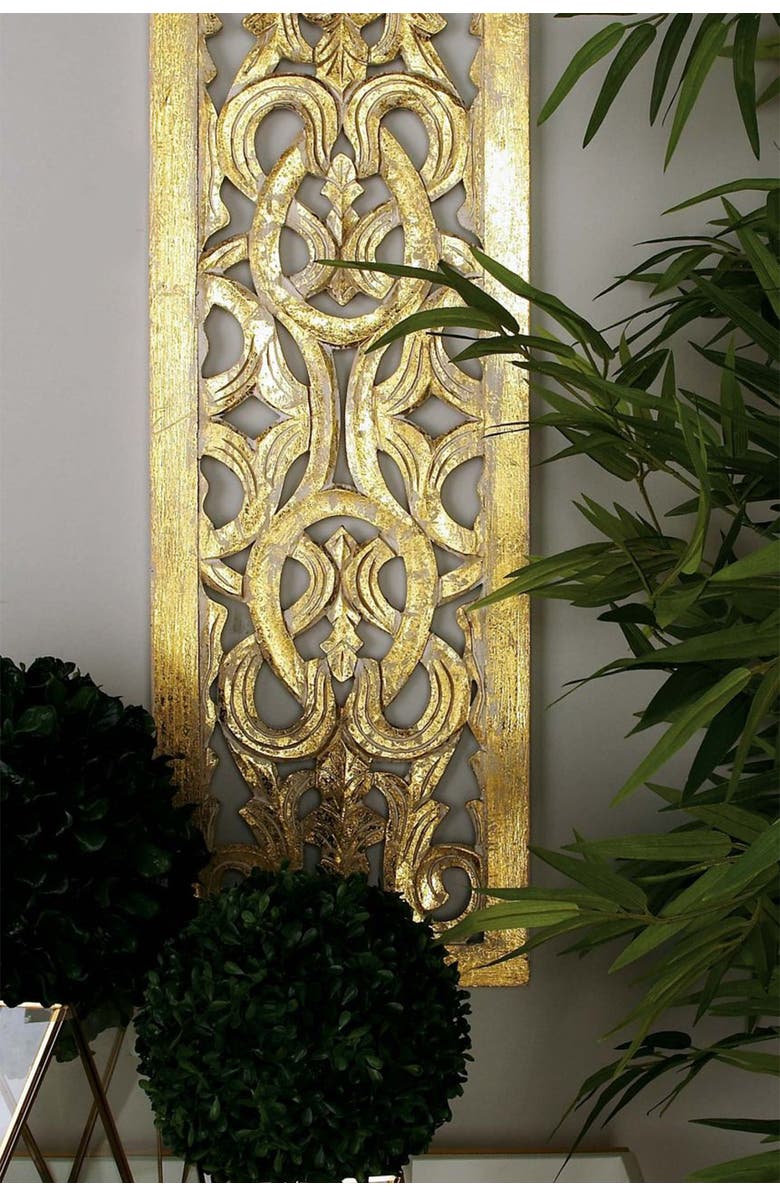 SONOMA SAGE HOME Gold Traditional Carved Scroll Wall Panel, Alternate, color, Gold