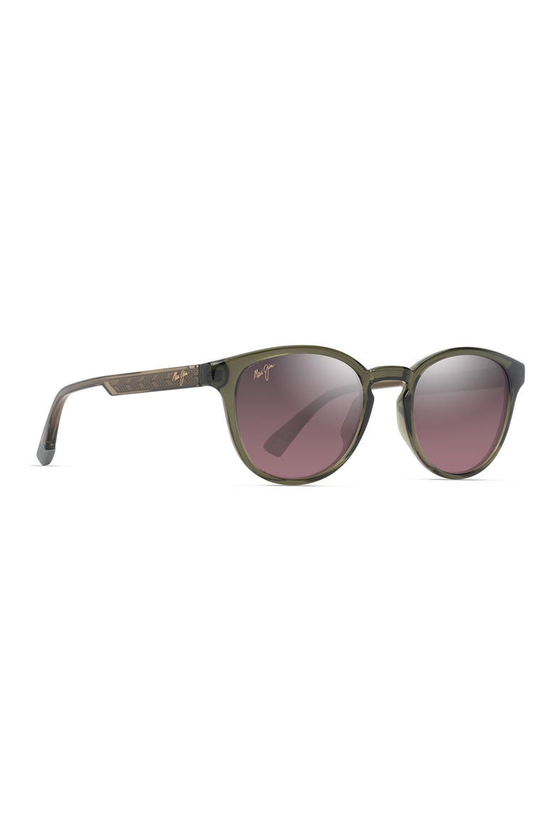 Hiehie 50mm Gradient PolarizedPlus2® Small Round Sunglasses, Alternate, color, SHINY TRANS GREEN