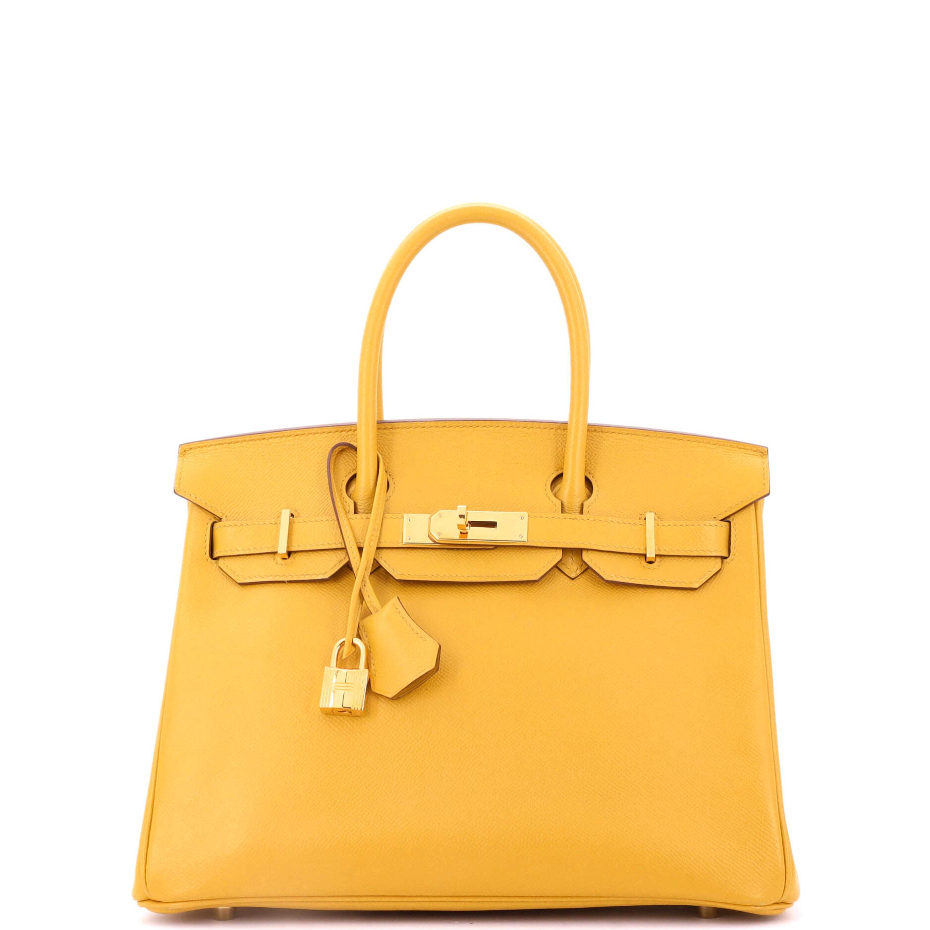 Pre-Owned Hermes Birkin Handbag Yellow Epsom with Gold Hardware 30, Main, color, 