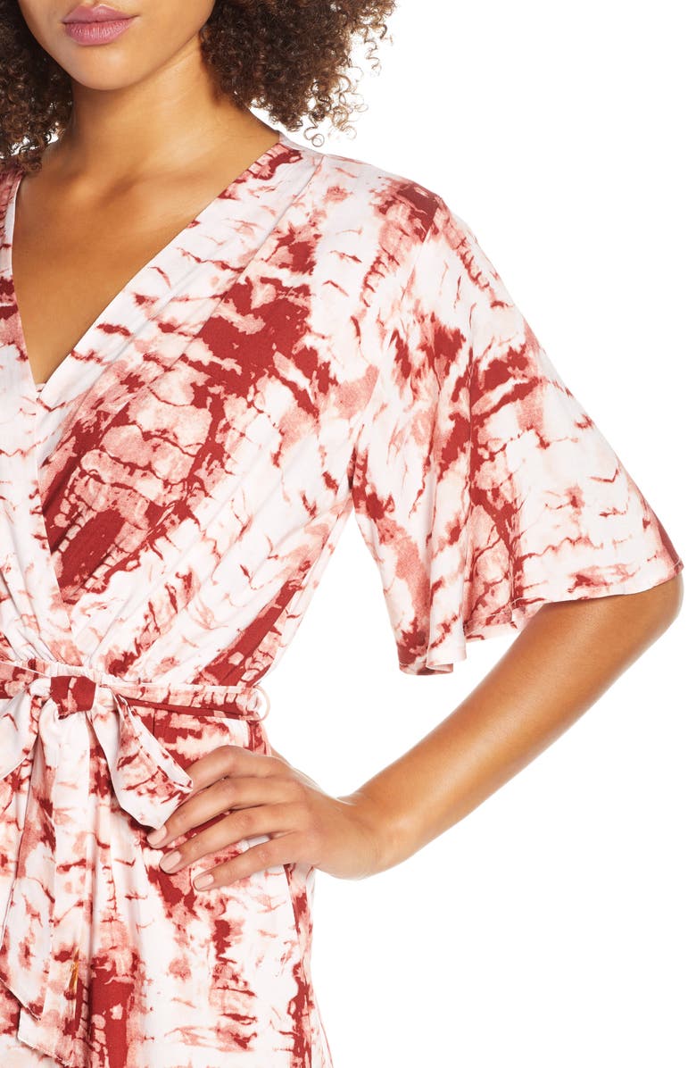 Fraiche by J Tie Dye Faux Wrap Maxi Dress, Alternate, color, 