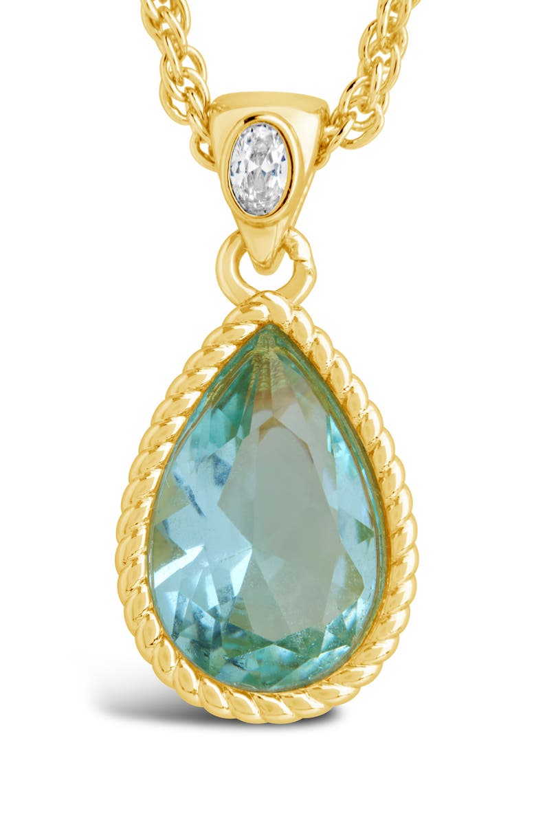 Sterling Forever Ciana Cubic Zirconia Teardrop Pendant Necklace, Alternate, color, Gold