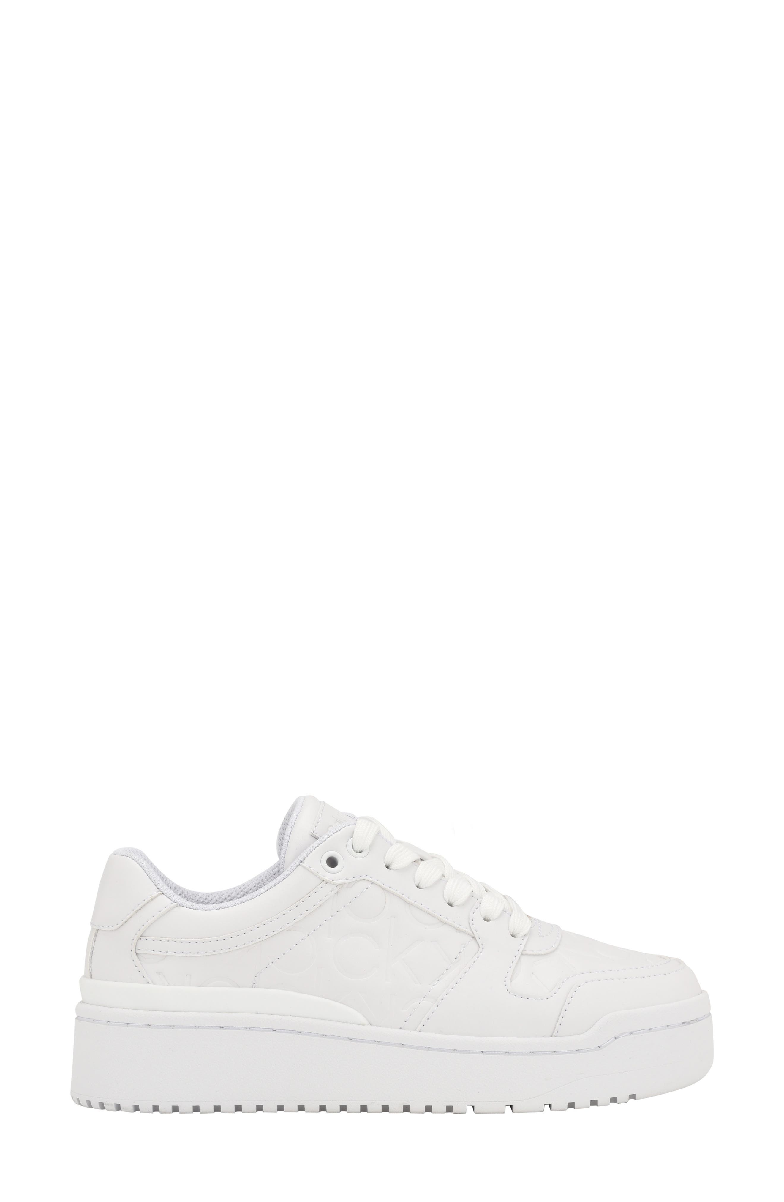 Calvin Klein Carlla Embossed Platform Sneaker, Alternate, color, White