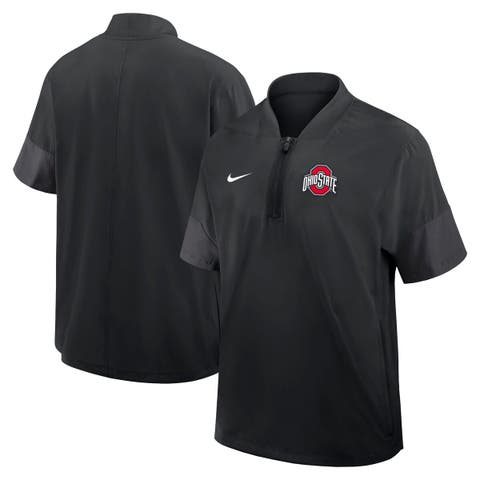 Men's Nike Black Ohio State Buckeyes 2025 Sideline Short Sleeve Quarter-Zip Coach Jacket