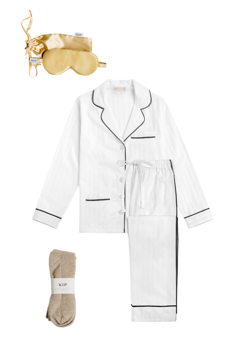 KIP Premium Cotton Long Pajama Gift Set, Main, color, Monochrome