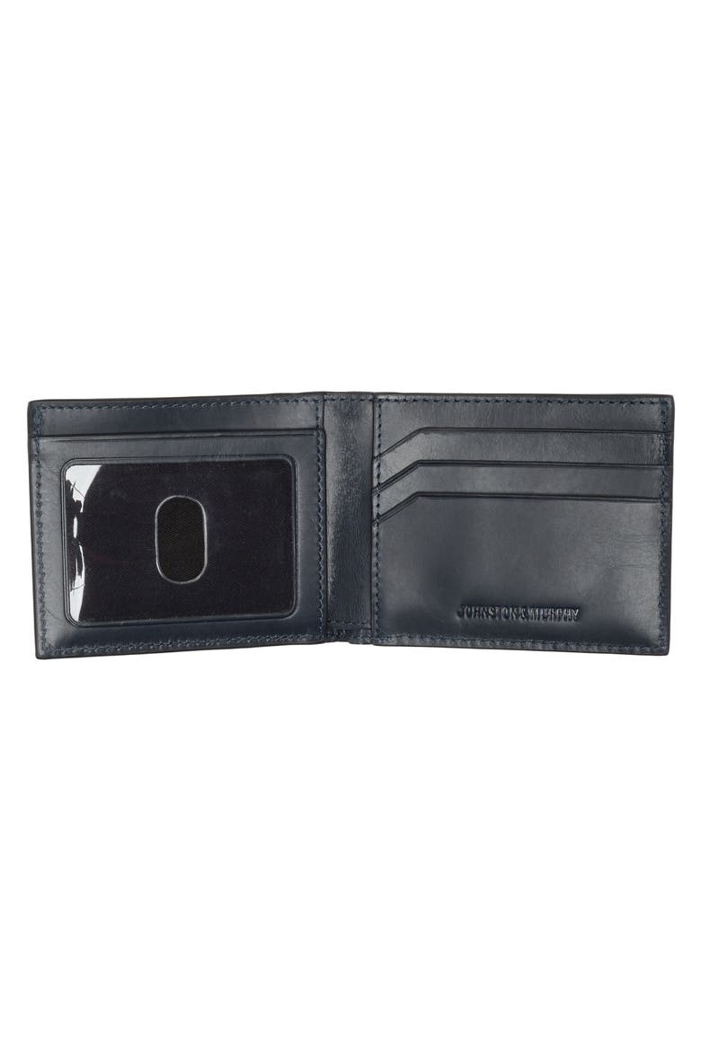 Double Stitch Leather Bifold Wallet, Alternate, color, NAVY