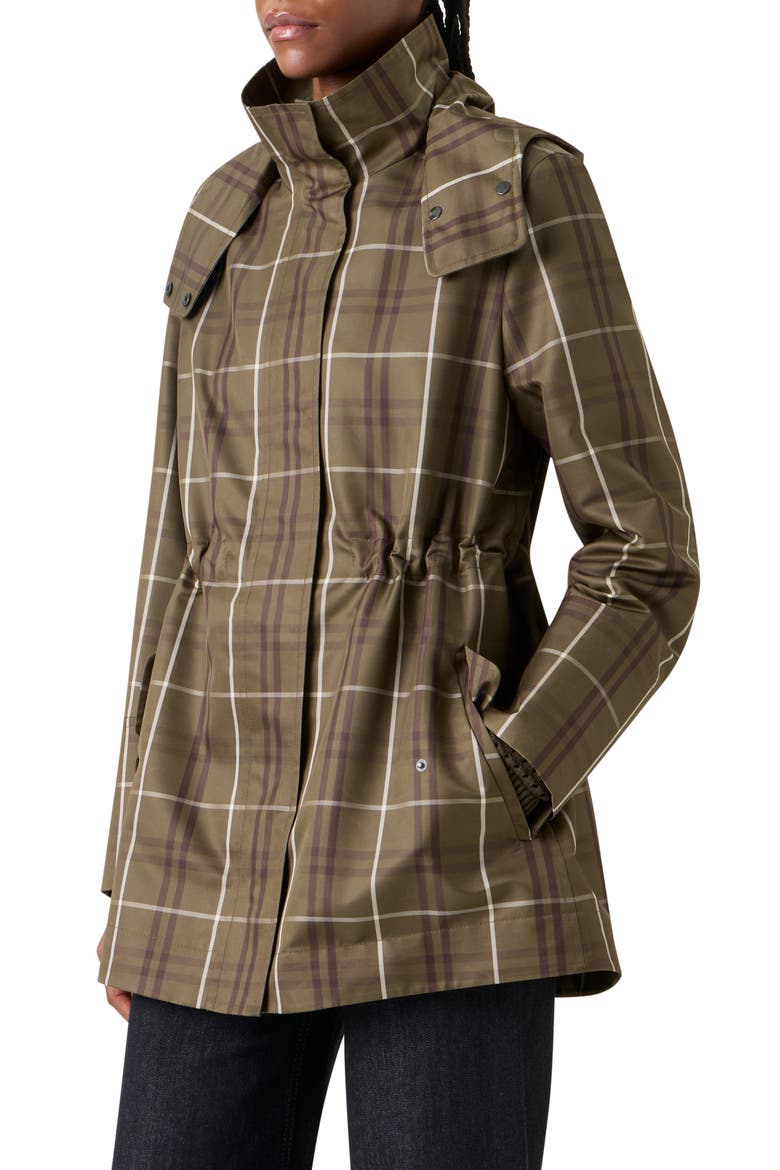 Plaid Techno Taffeta Hooded Jacket, Alternate, color, OLIVE