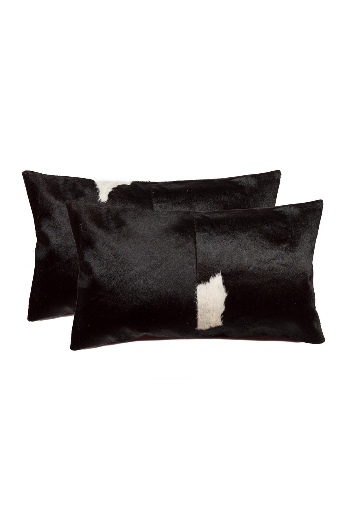 NATURAL Torino Kobe Cowhide Pillow - Set of 2 - 12" x 20" - Black/White