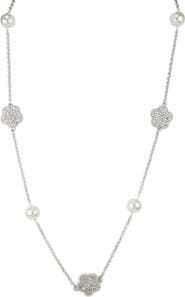 JARDIN Crystal Pavé Imitation Pearl Station Necklace