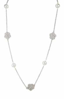 JARDIN Crystal Pavé Imitation Pearl Station Necklace