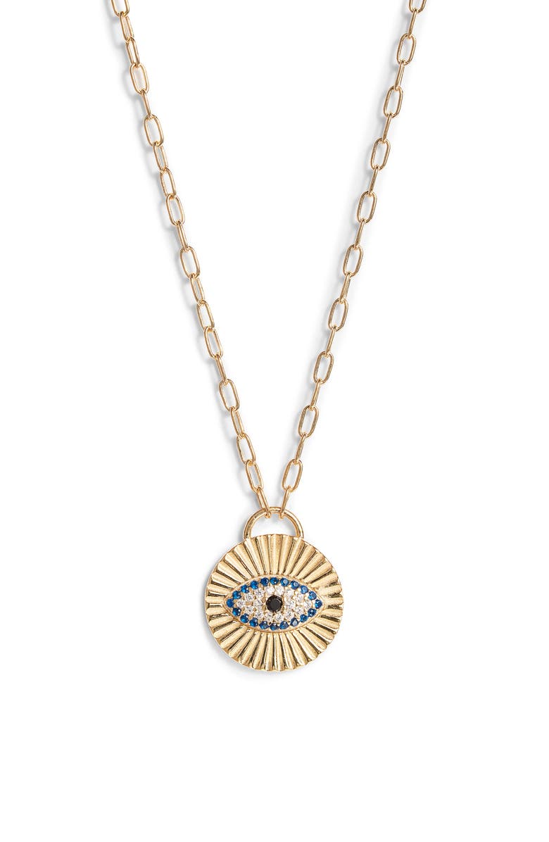 ARGENTO VIVO Sterling Silver Evil Eye Pendant Necklace, Main, color, Gold