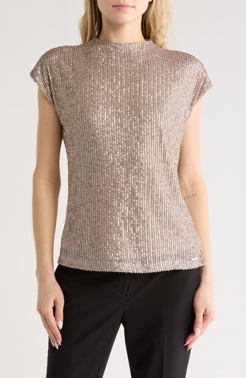Sequin Cap Sleeve Top