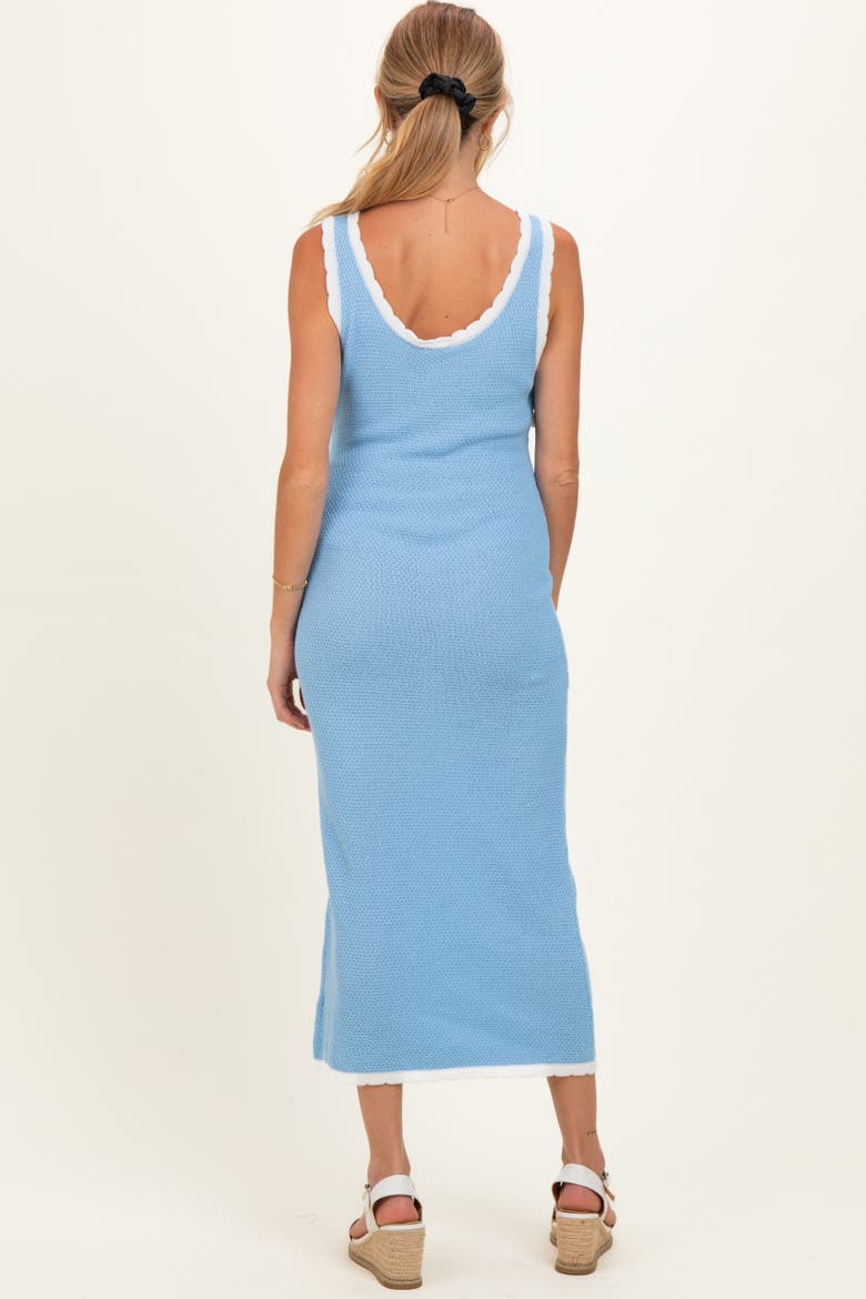 Knit Sleeveless Contrast Trim Maxi Dress, Alternate, color, Light Blue