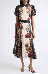 ALICE + OLIVIA Henrietta Fitted Floral Shirtdress