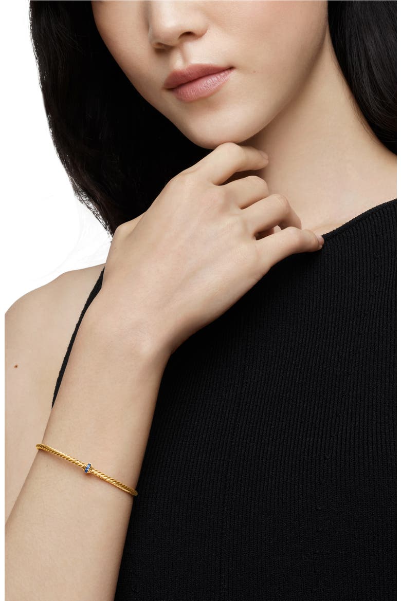 Classic Cablespira® Station Bracelet in 18K Yellow Gold with Pavé Semiprecious Stones, 3mm, Alternate, color, 18K YELLOW GOLD