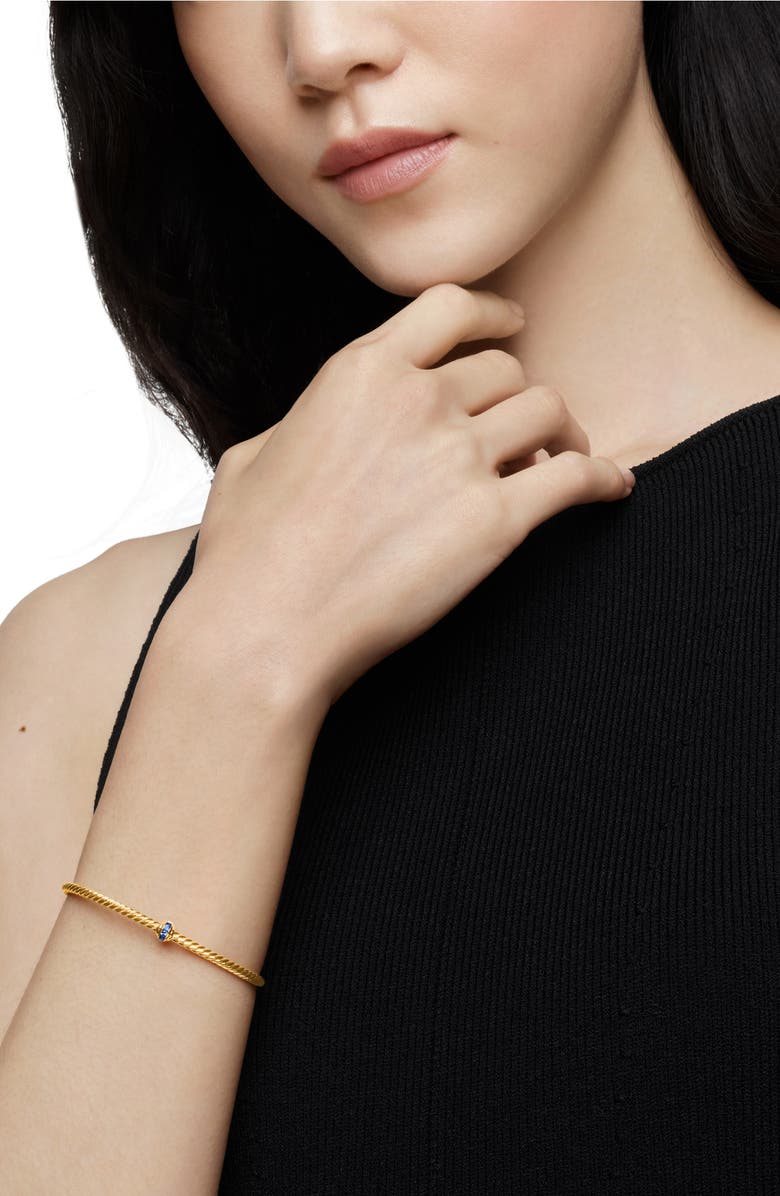 David Yurman Classic Cablespira<sup>®</sup> Station Bracelet in 18K Yellow Gold with Pavé Semiprecious Stones, 3mm, Alternate, color, 18K Yellow Gold