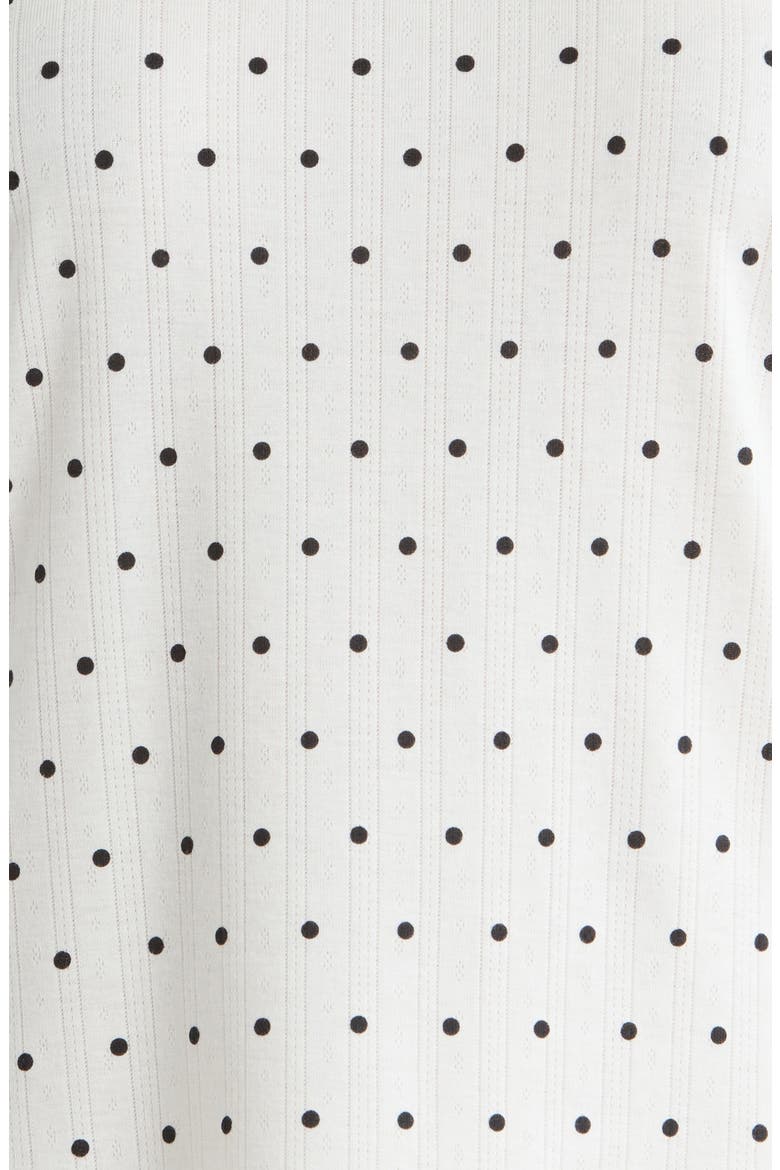 Print Pointelle Knit Pajamas, Alternate, color, WHITE/ BLACK DOT