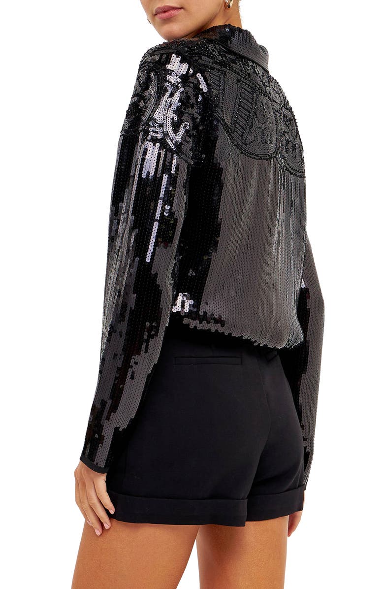 Endless Rose Sequin Button-Up Shirt, Alternate, color, Black