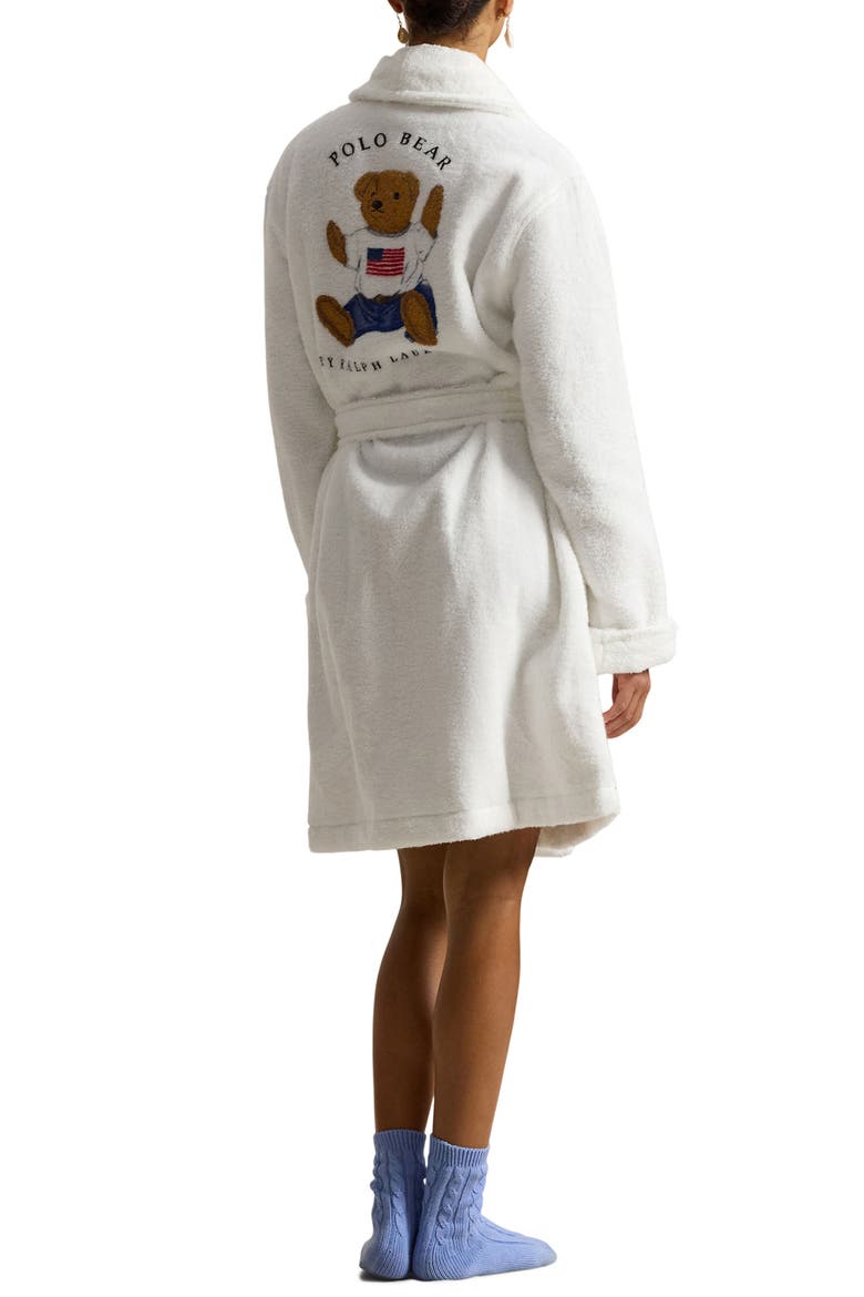 Bear Embroidered Terry Cloth Robe, Alternate, color, AMERICAN FLAG BEAR