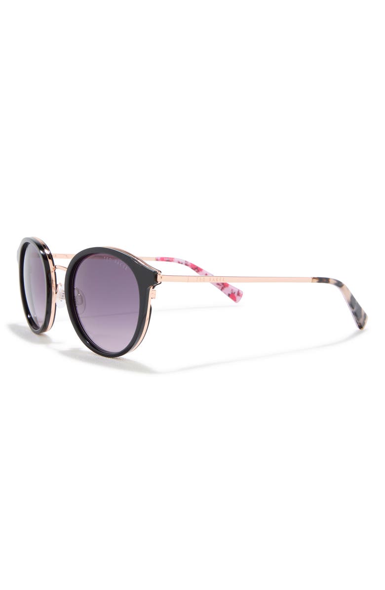 Ted Baker 51mm Round Sunglasses, Alternate, color, Black