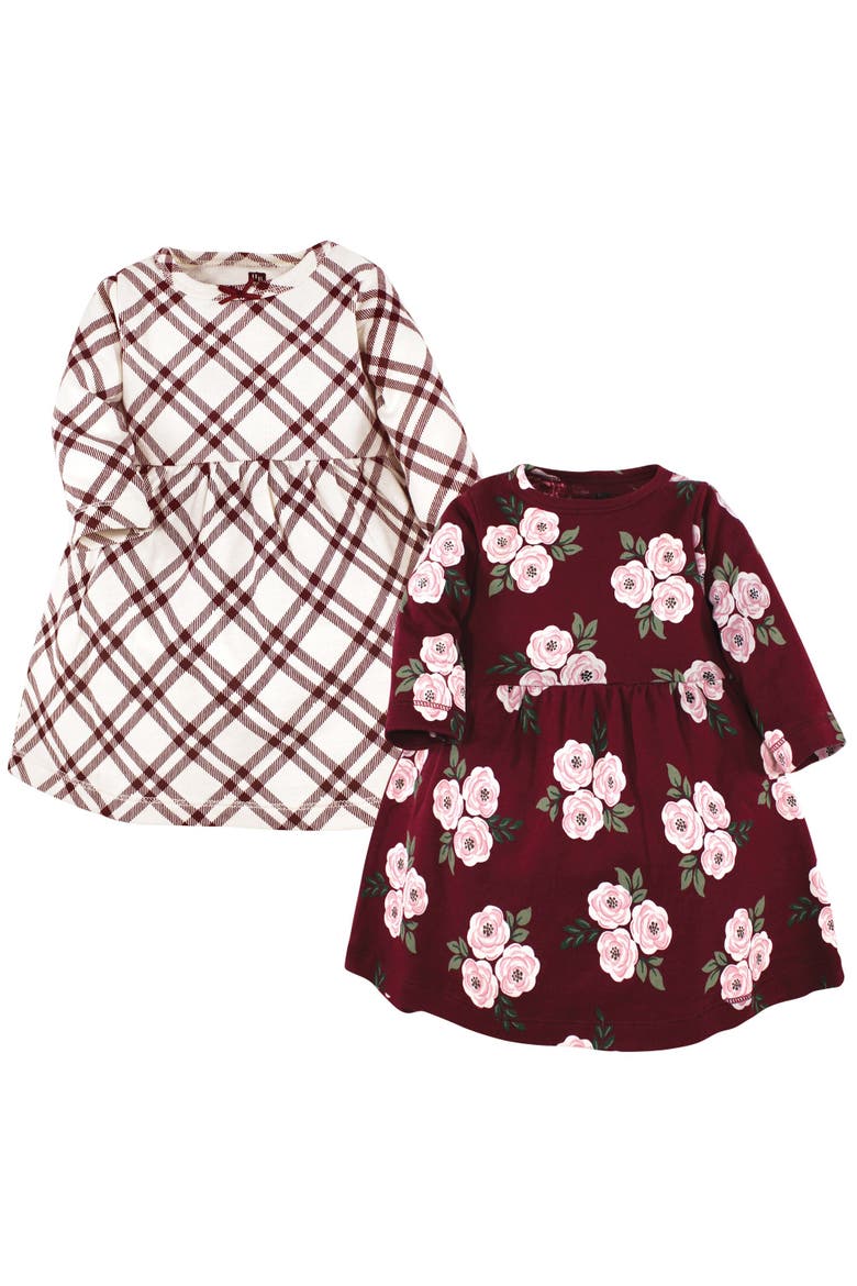 Double Pack of Long-Sleeve Dress, Main, color, Red Burgundy Floral