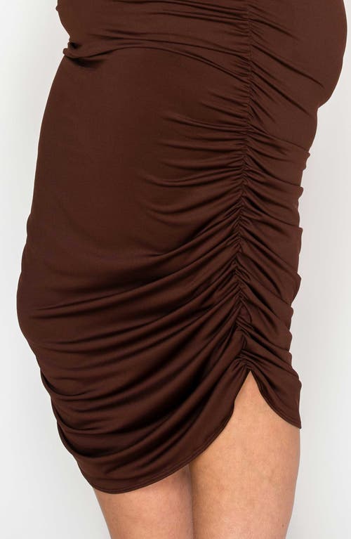 L I V D Izzy Ruched Midi Halter Dress In Brown