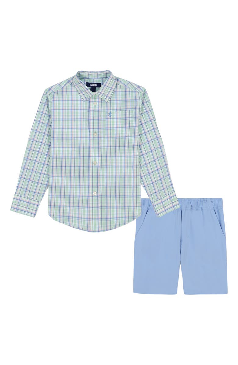 IZOD Kids' Plaid Button-Down Shirt & Shorts, Main, color, 