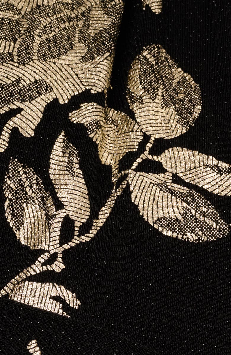 Adrianna Papell Metallic Floral Mermaid Gown, Alternate, color, Black/ Gold