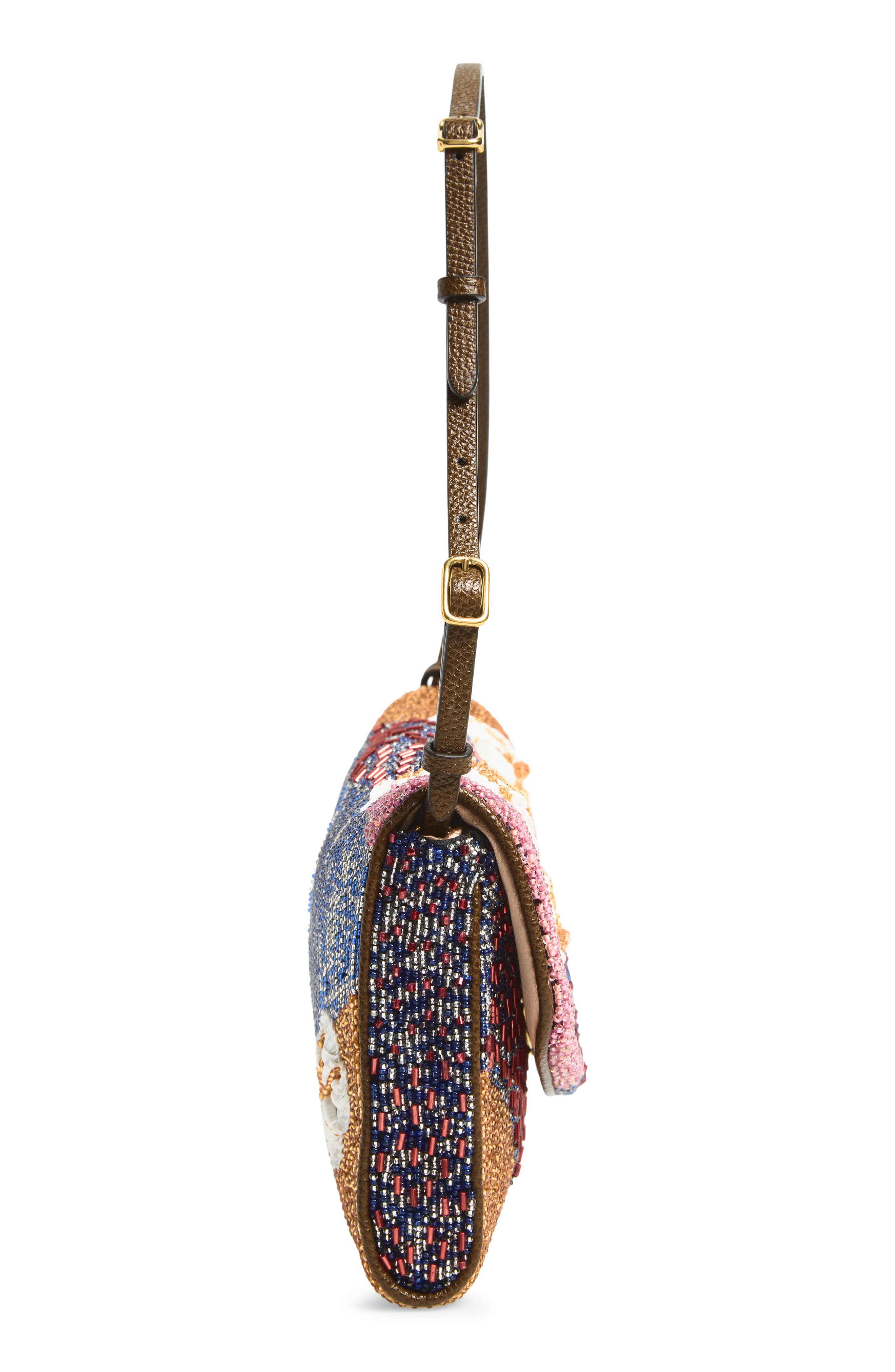 Small Devain Beaded Silk Shoulder Bag, Alternate, color, BROWN MULTI