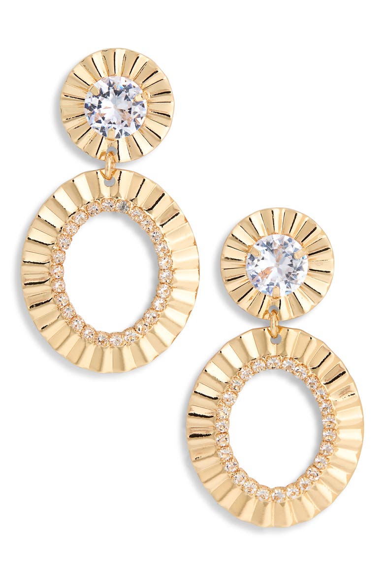 Crystal Oval Drop Earrings, Main, color, GOLD