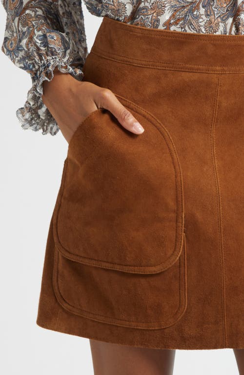Veronica Beard Norwood Suede Patch Pocket Mini Skirt In Brown