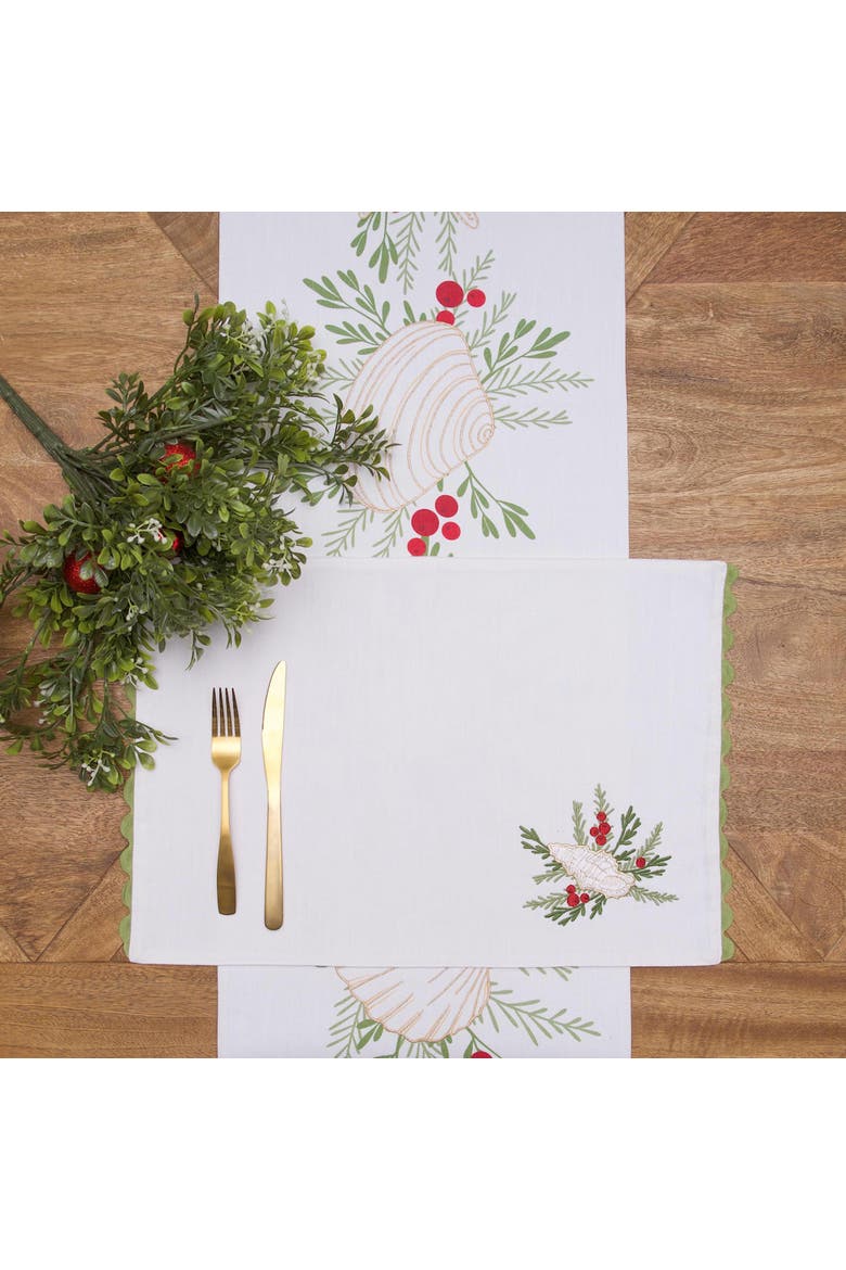 Coastal Tidings Coastal Christmas Table Runner 14" x 72", Alternate, color, Green