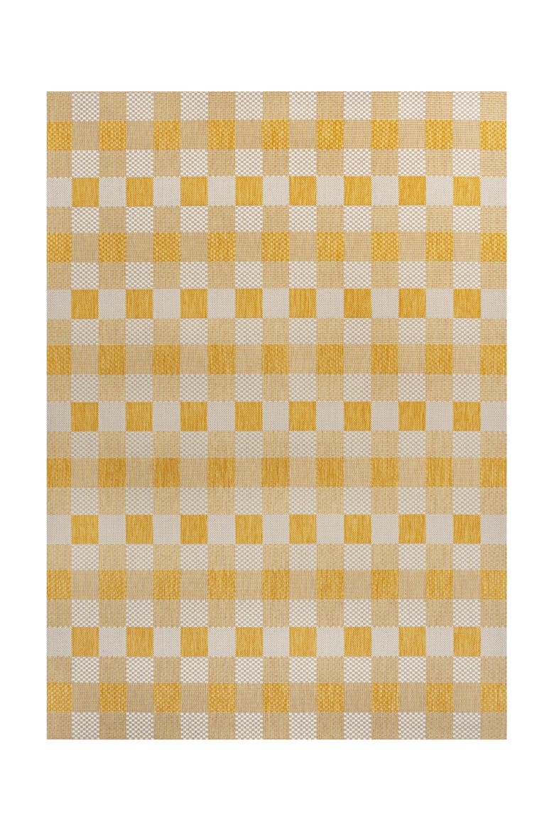 Darcy Traditional Geometric Bold Gingham Indoor/Outdoor Area Rug, Main, color, Yellow/Cream